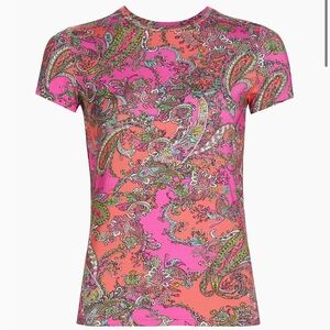 L’Agence Ressi paisley stretch top Crewneck Tee small NEW pink orange tshirt